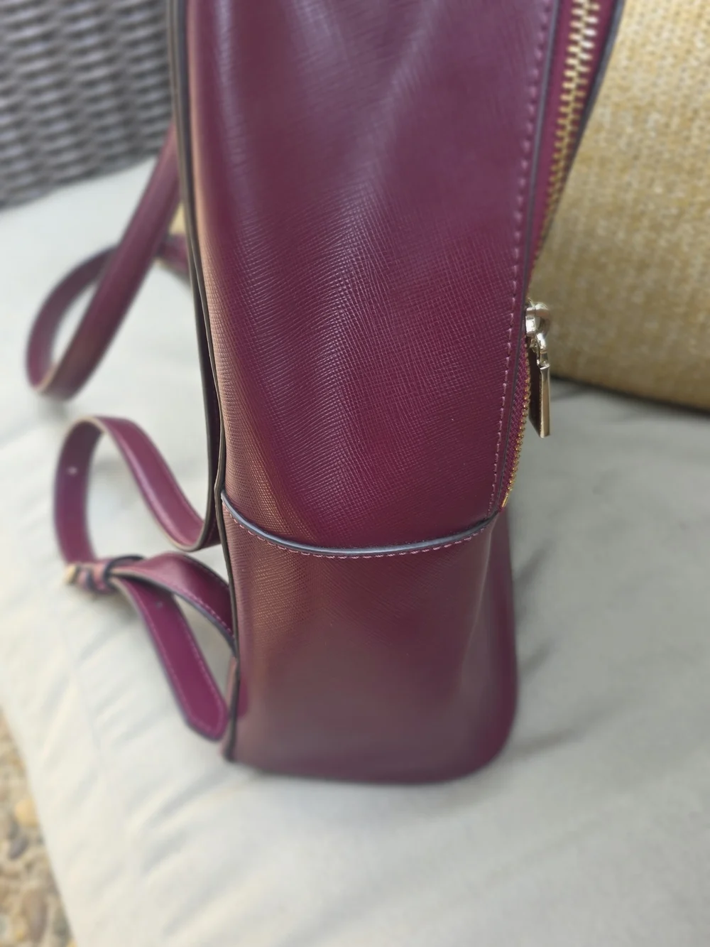 kate spade Burgandy Wine Genuine Leather Backpack with Gold Hardware